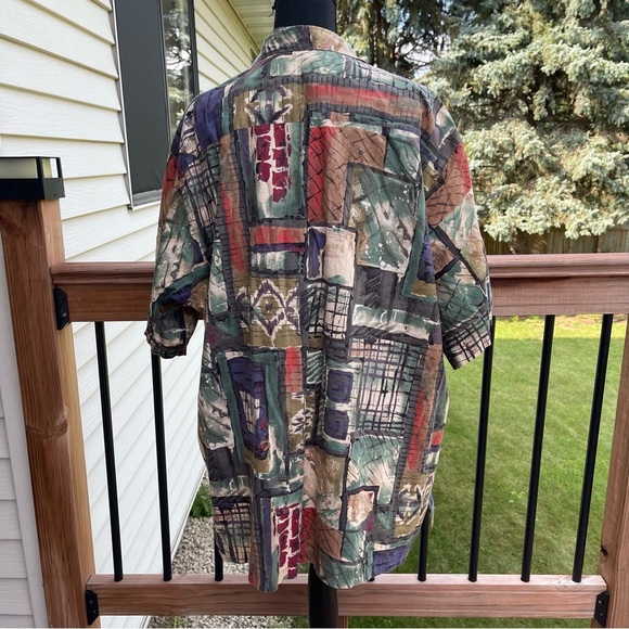 Vintage Tori Richard Honolulu Mens Hawaiian Shirt 2XB Geometric Abstract USA - Picture 2 of 10